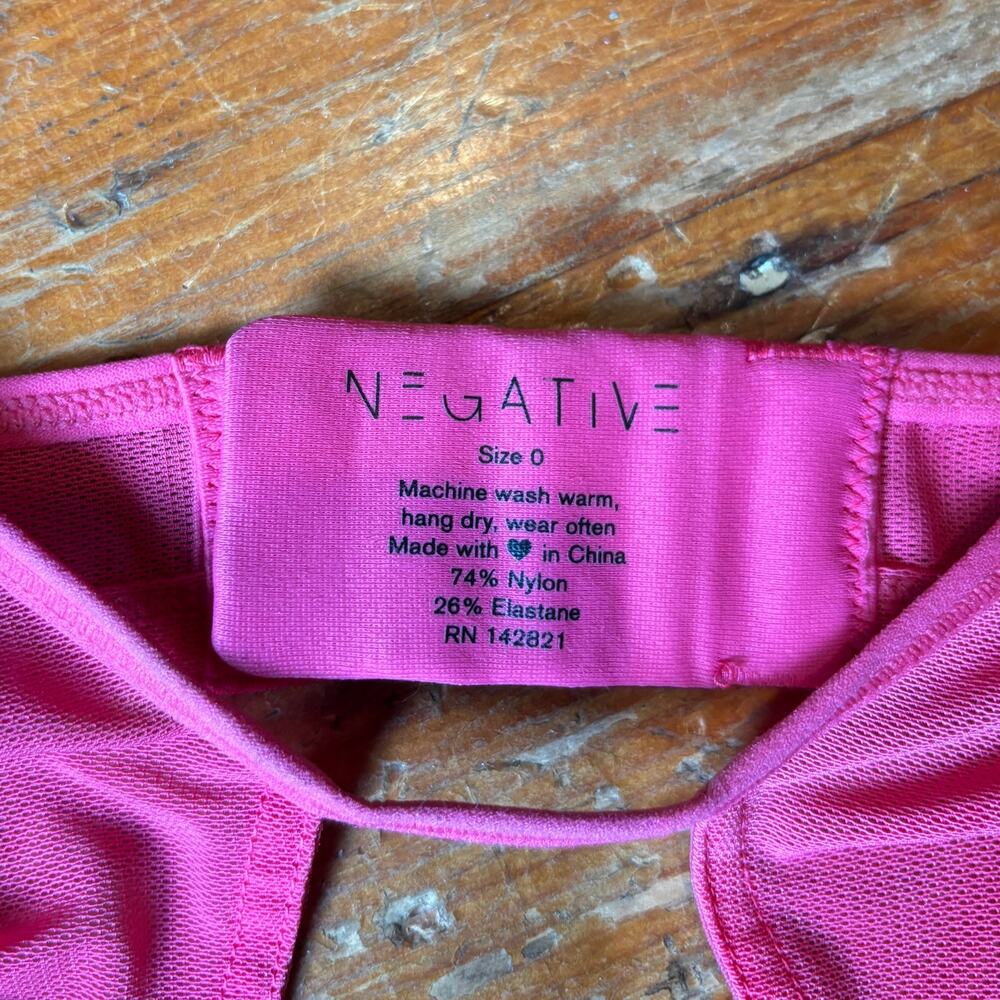 Negative Underwear Sheer Sieve Cut Out Bra Bralette, Size 0, Hot Flamingo Pink - Picture 2 of 4